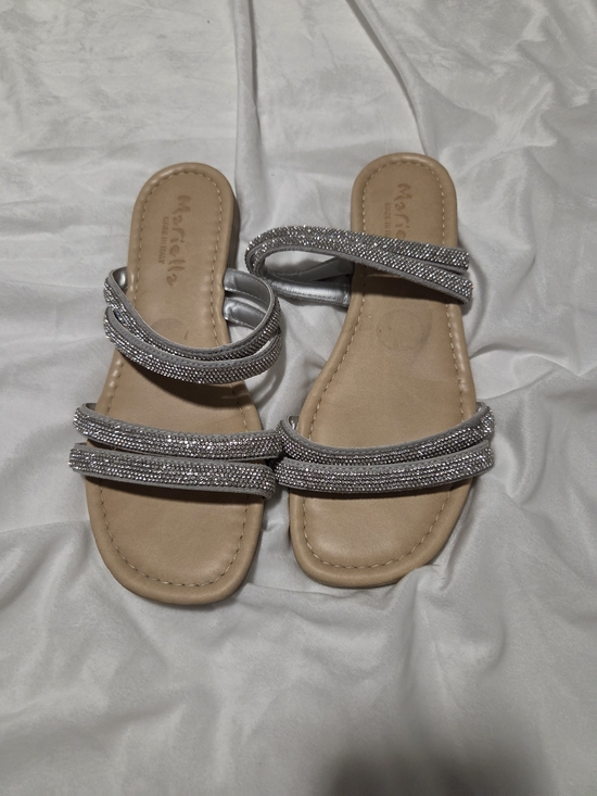 Mariella Shoes - Silver Rhinestone Slide Sandals - Women's